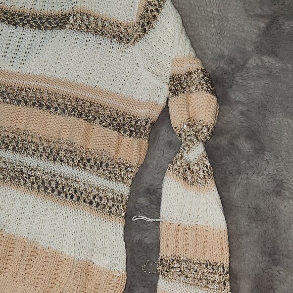 Boston Proper Vintage Gold Crochet V Back Sweater Size XS - Picture 6 of 9